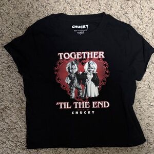 Black Graphic crop top Chucky Movie T-Shirt Sz. Large